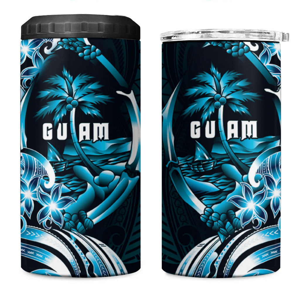 Asut Guam Chamorro 4 in 1 Can Cooler Tumbler Guahan Seal Tattoo LT14 One Size: 16 oz Blue - Polynesian Pride