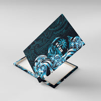 Asut Guam Chamorro Canvas Wall Art Guahan Seal Tattoo LT14 With Frame Blue - Polynesian Pride