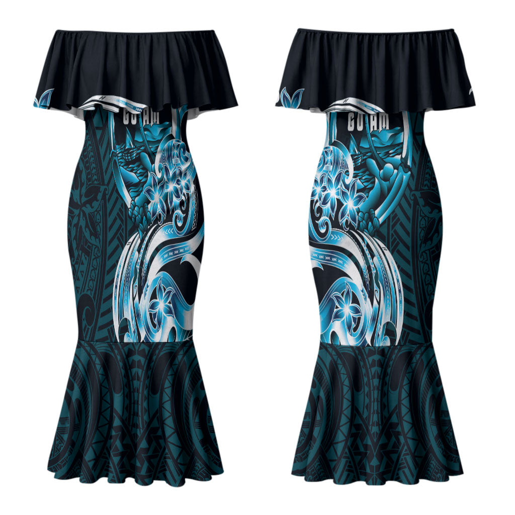 Asut Guam Chamorro Couples Matching Mermaid Dress and Hawaiian Shirt Guahan Seal Tattoo LT14 - Polynesian Pride