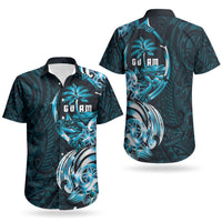 Asut Guam Chamorro Couples Matching Off Shoulder Maxi Dress and Hawaiian Shirt Guahan Seal Tattoo LT14 - Polynesian Pride