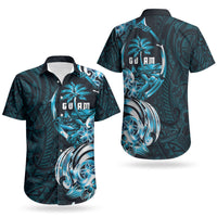 Asut Guam Chamorro Couples Matching Off The Shoulder Long Sleeve Dress and Hawaiian Shirt Guahan Seal Tattoo LT14 - Polynesian Pride