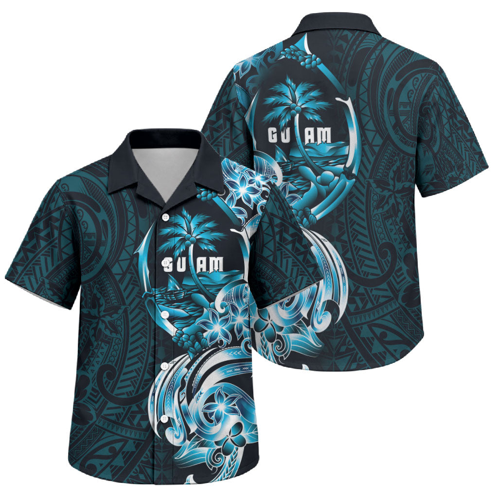 Asut Guam Chamorro Family Matching Mermaid Dress and Hawaiian Shirt Guahan Seal Tattoo LT14 Son's Shirt Blue - Polynesian Pride