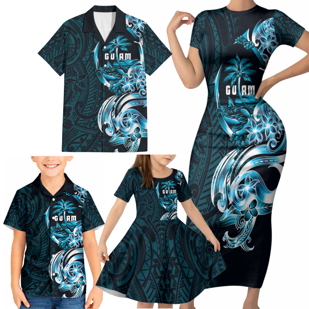 Asut Guam Chamorro Family Matching Short Sleeve Bodycon Dress and Hawaiian Shirt Guahan Seal Tattoo LT14 - Polynesian Pride