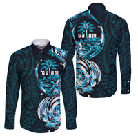 Asut Guam Chamorro Family Matching Short Sleeve Bodycon Dress and Hawaiian Shirt Guahan Seal Tattoo LT14 Dad's Shirt - Long Sleeve Blue - Polynesian Pride