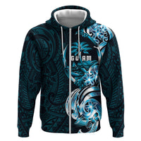 Asut Guam Chamorro Hoodie Guahan Seal Tattoo LT14 Zip Hoodie Blue - Polynesian Pride