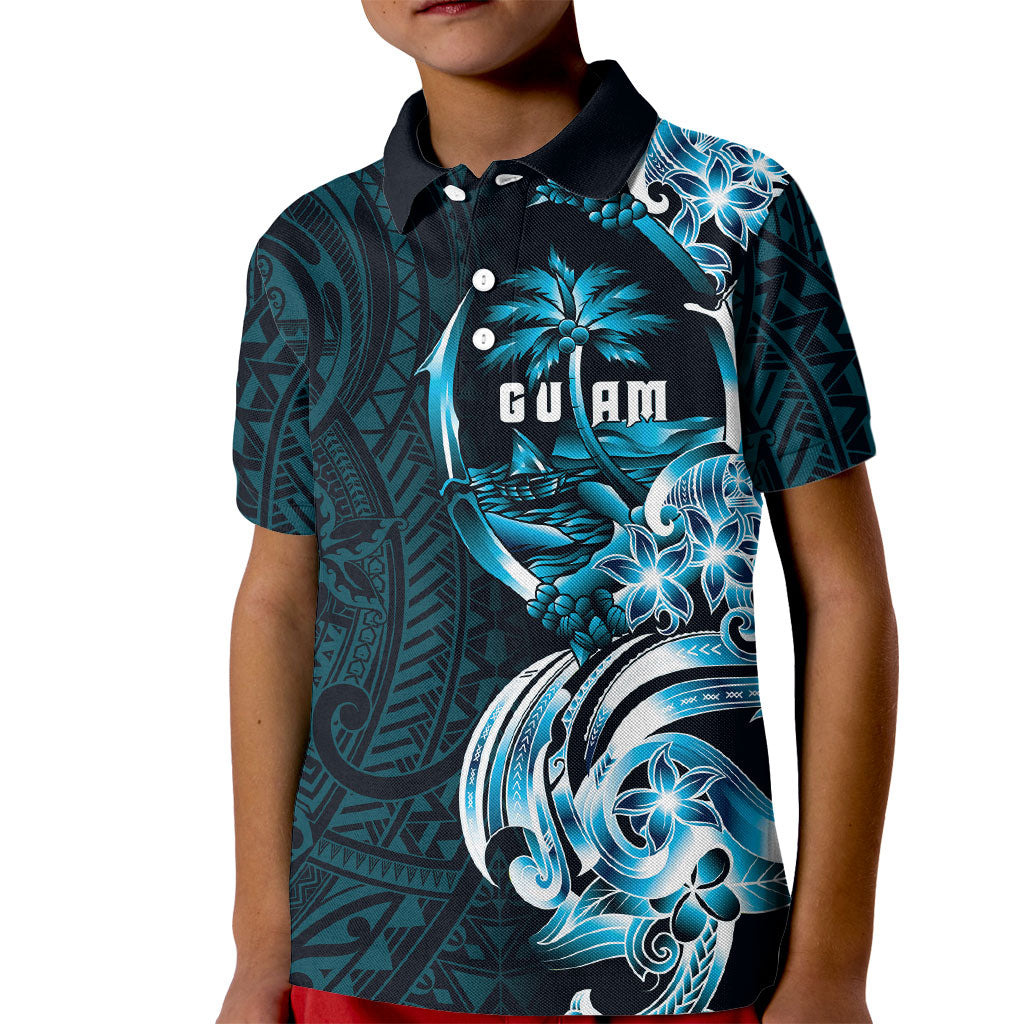 Asut Guam Chamorro Kid Polo Shirt Guahan Seal Tattoo LT14 Kid Blue - Polynesian Pride