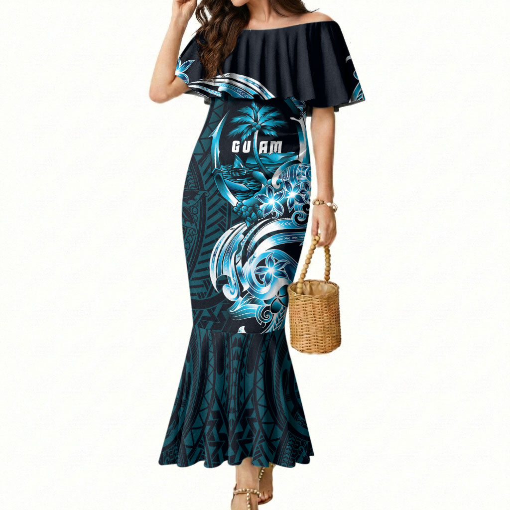 Asut Guam Chamorro Mermaid Dress Guahan Seal Tattoo LT14 Women Blue - Polynesian Pride