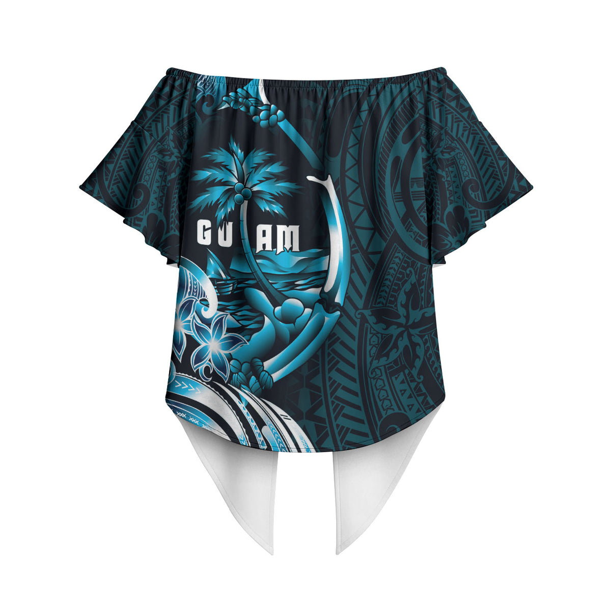 Asut Guam Chamorro Off Shoulder Wrap Waist Top Guahan Seal Tattoo LT14 - Polynesian Pride