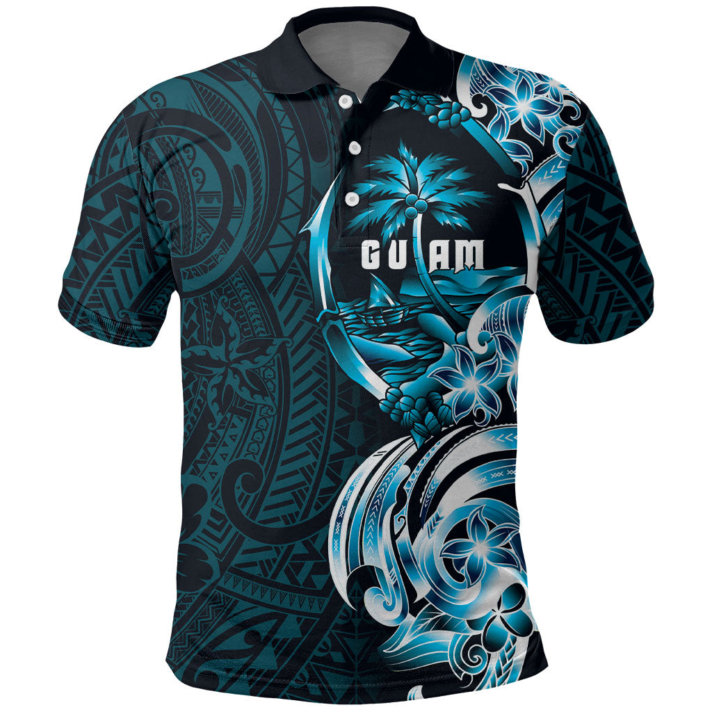 Asut Guam Chamorro Polo Shirt Guahan Seal Tattoo LT14 Blue - Polynesian Pride
