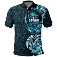 Asut Guam Chamorro Polo Shirt Guahan Seal Tattoo LT14 Blue - Polynesian Pride