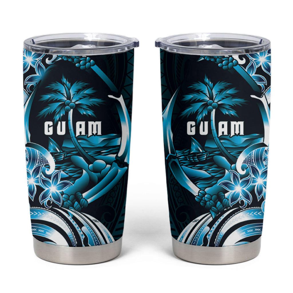 Asut Guam Chamorro Tumbler Cup Guahan Seal Tattoo LT14 Blue - Polynesian Pride