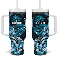 Asut Guam Chamorro Tumbler With Handle Guahan Seal Tattoo LT14 One Size: 40 oz Blue - Polynesian Pride