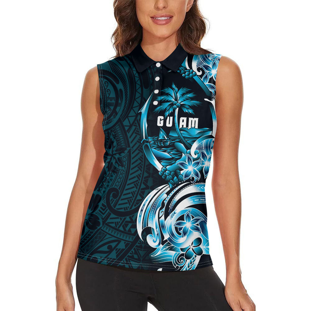Asut Guam Chamorro Women Sleeveless Polo Shirt Guahan Seal Tattoo LT14 - Polynesian Pride