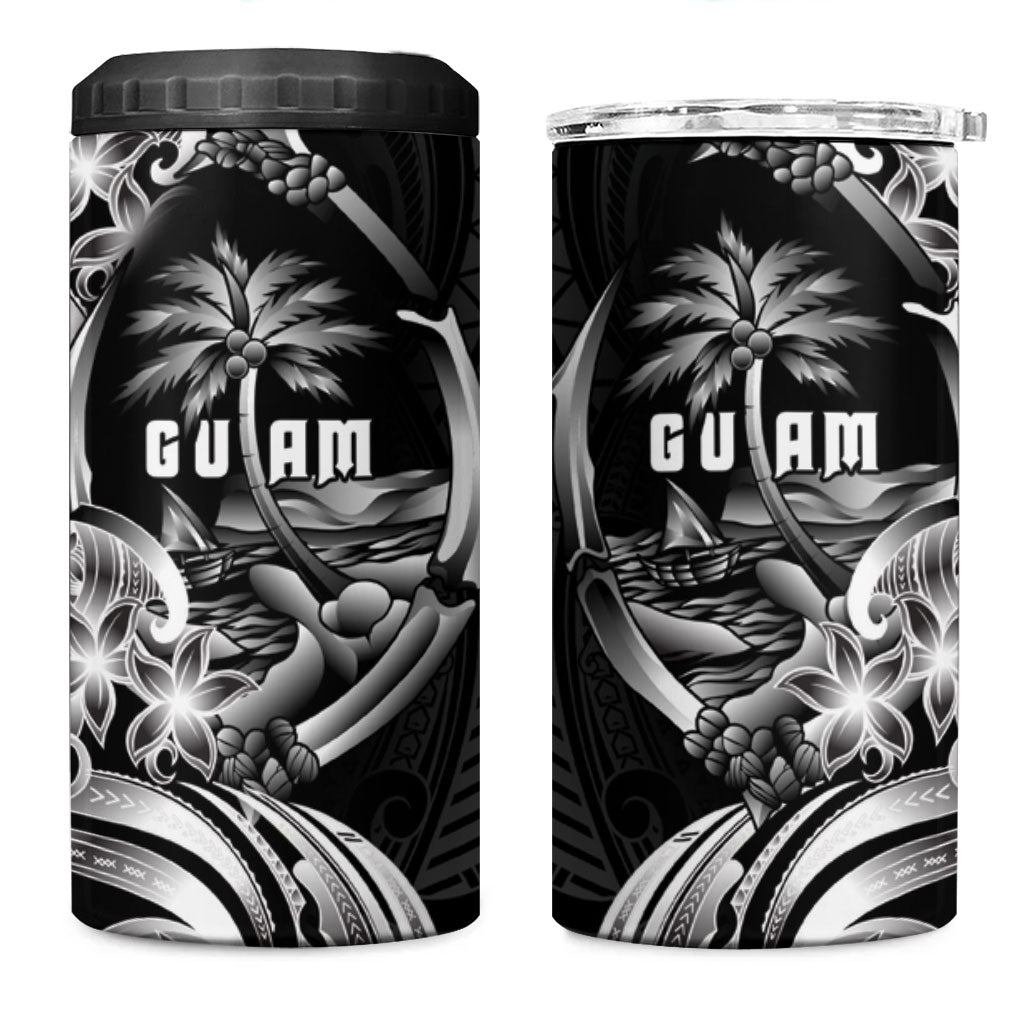 Attelong Guam Chamorro 4 in 1 Can Cooler Tumbler Guahan Seal Tattoo LT14 One Size: 16 oz Black - Polynesian Pride