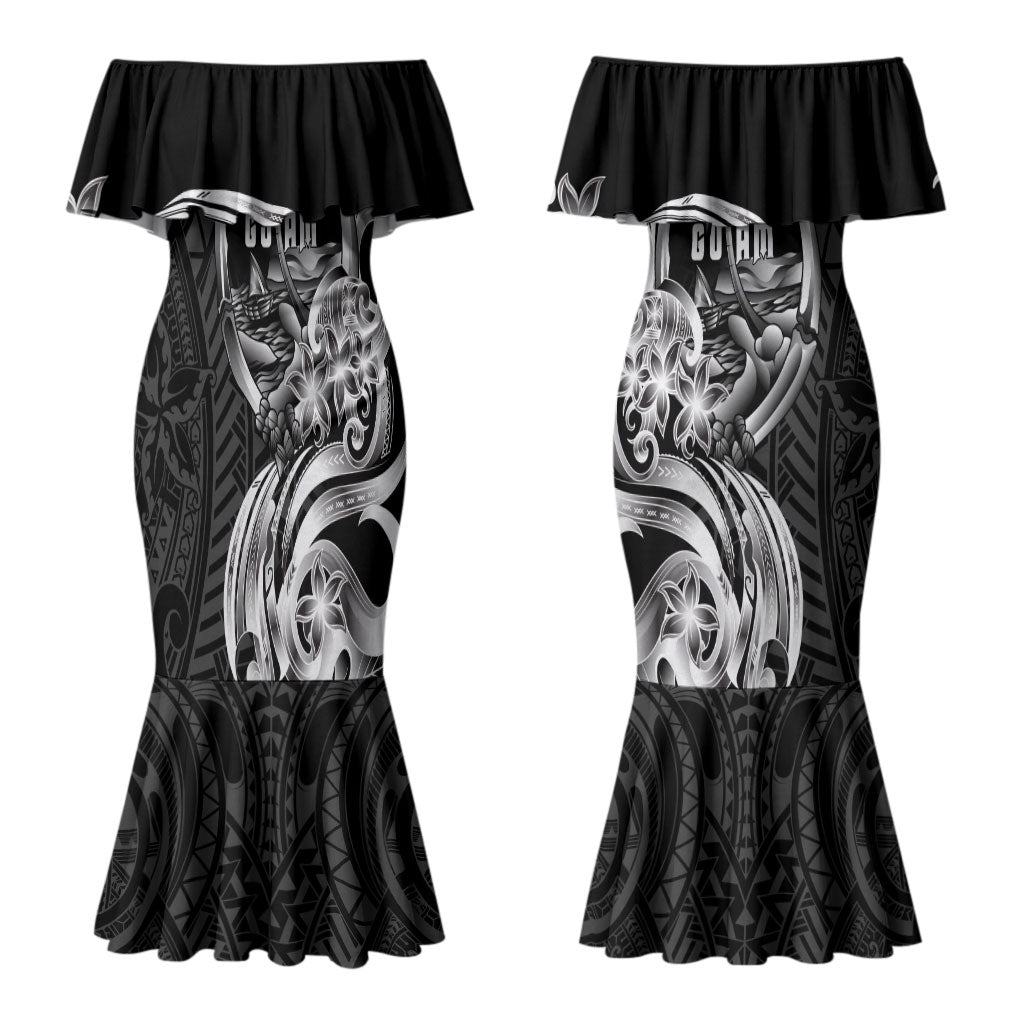 Attelong Guam Chamorro Couples Matching Mermaid Dress and Hawaiian Shirt Guahan Seal Tattoo LT14 - Polynesian Pride