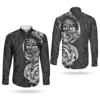 Attelong Guam Chamorro Couples Matching Mermaid Dress and Long Sleeve Button Shirt Guahan Seal Tattoo LT14 - Polynesian Pride