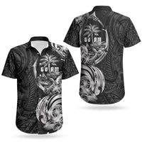 Attelong Guam Chamorro Couples Matching Off Shoulder Short Dress and Hawaiian Shirt Guahan Seal Tattoo LT14 - Polynesian Pride