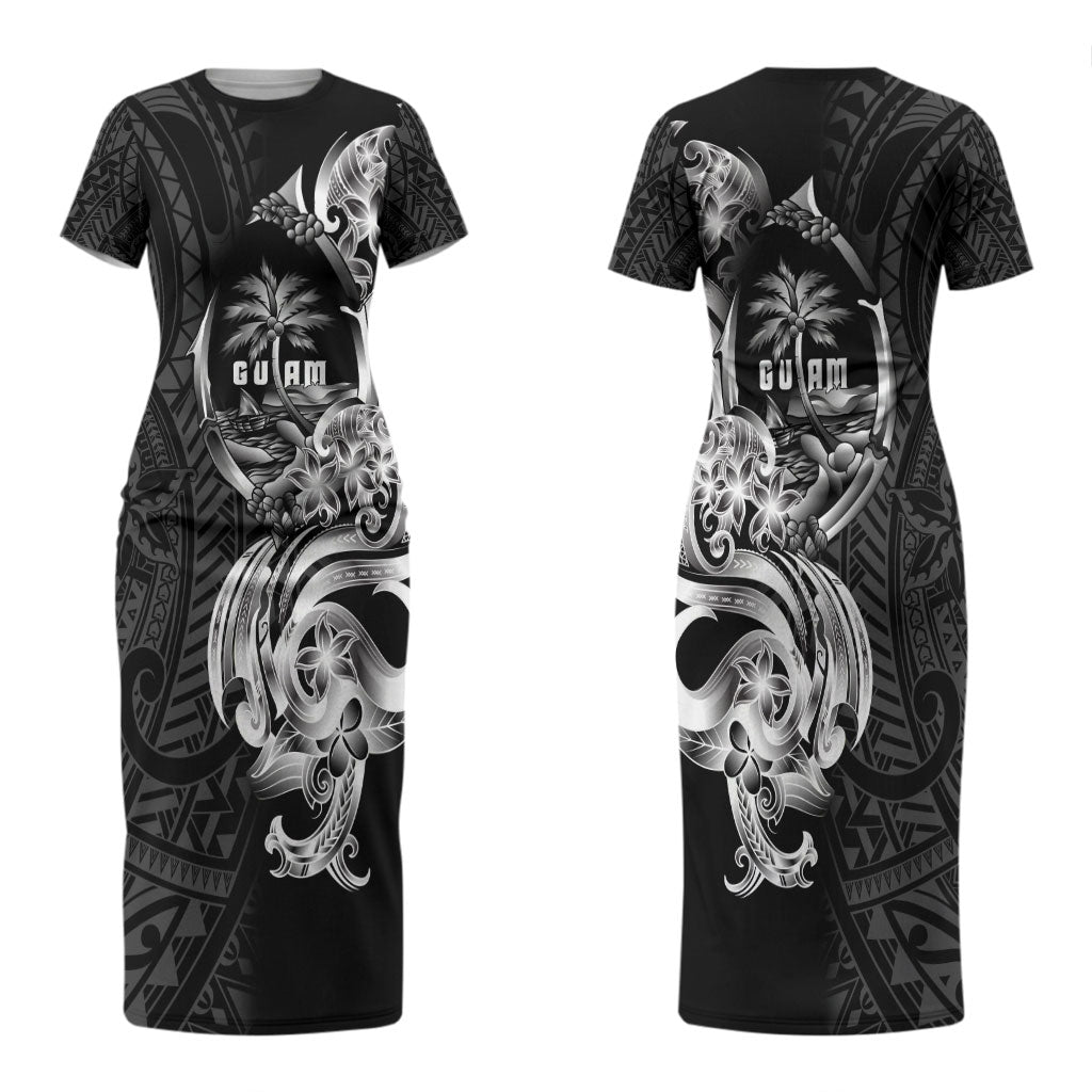 Attelong Guam Chamorro Couples Matching Short Sleeve Bodycon Dress and Hawaiian Shirt Guahan Seal Tattoo LT14 - Polynesian Pride