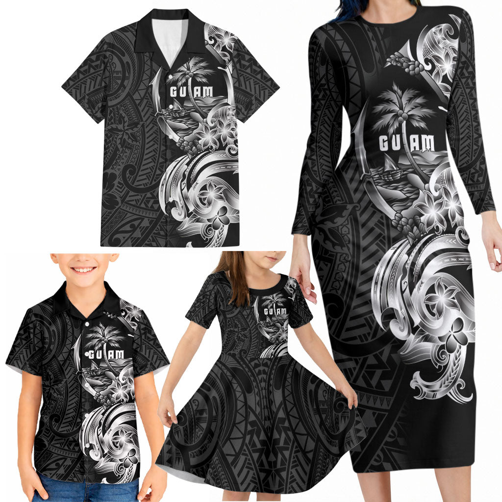 Attelong Guam Chamorro Family Matching Long Sleeve Bodycon Dress and Hawaiian Shirt Guahan Seal Tattoo LT14 - Polynesian Pride