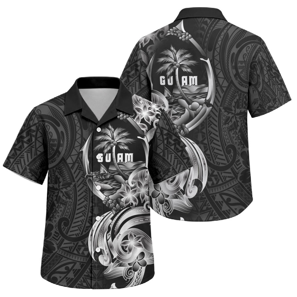 Attelong Guam Chamorro Family Matching Long Sleeve Bodycon Dress and Hawaiian Shirt Guahan Seal Tattoo LT14 Son's Shirt Black - Polynesian Pride