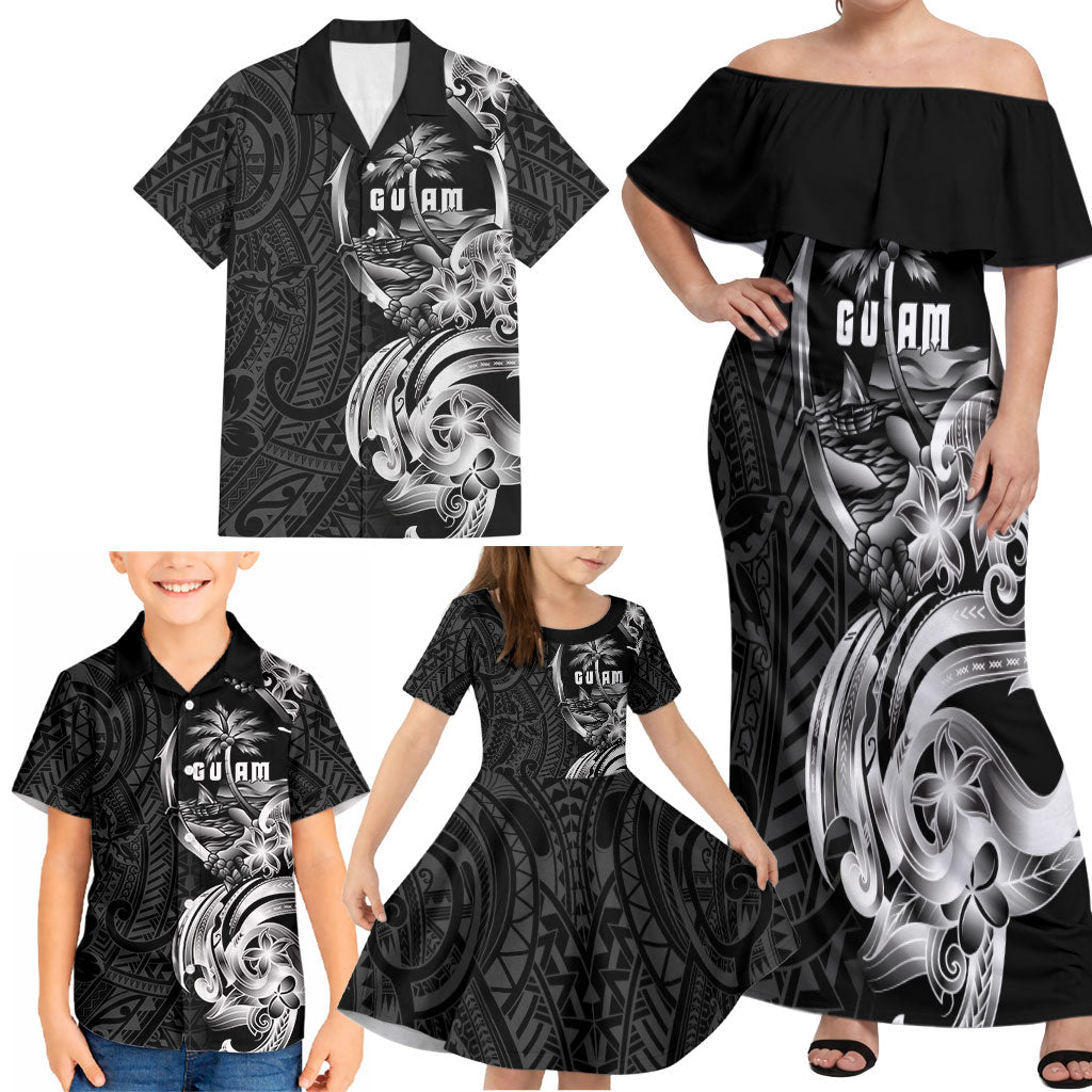 Attelong Guam Chamorro Family Matching Off Shoulder Maxi Dress and Hawaiian Shirt Guahan Seal Tattoo LT14 - Polynesian Pride