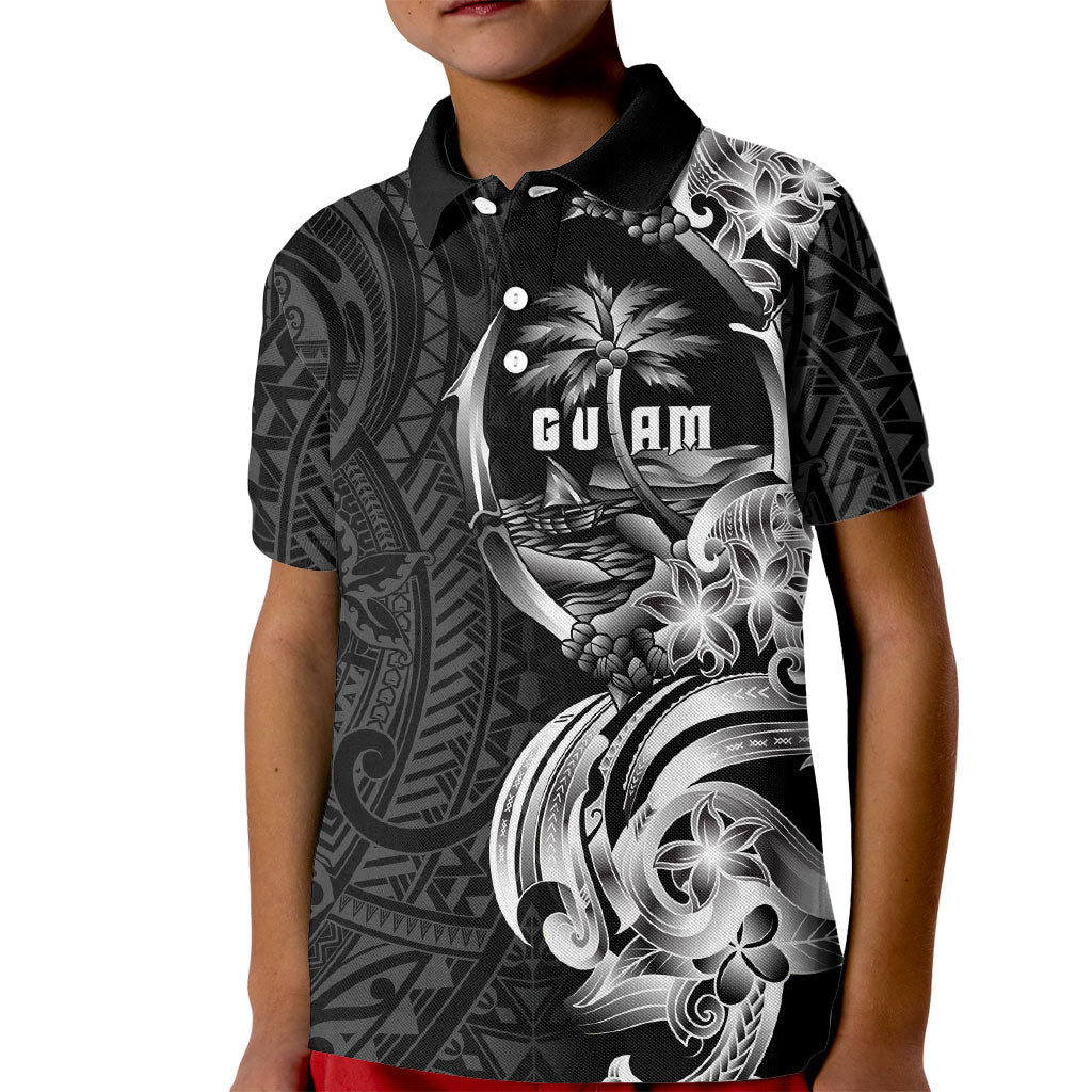 Attelong Guam Chamorro Kid Polo Shirt Guahan Seal Tattoo LT14 Kid Black - Polynesian Pride
