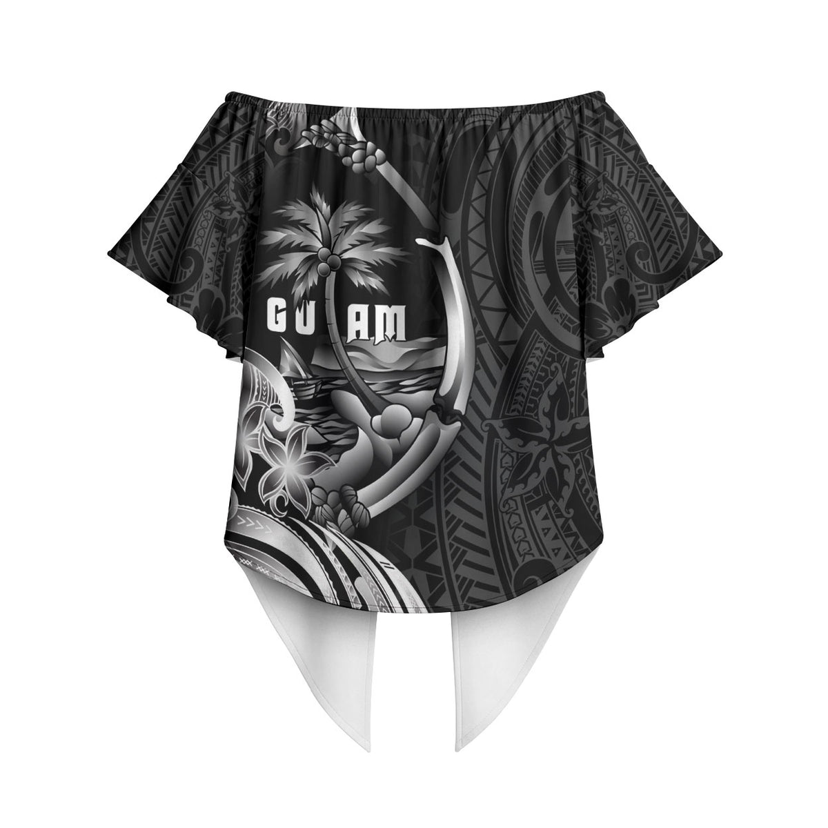 Attelong Guam Chamorro Off Shoulder Wrap Waist Top Guahan Seal Tattoo LT14 - Polynesian Pride