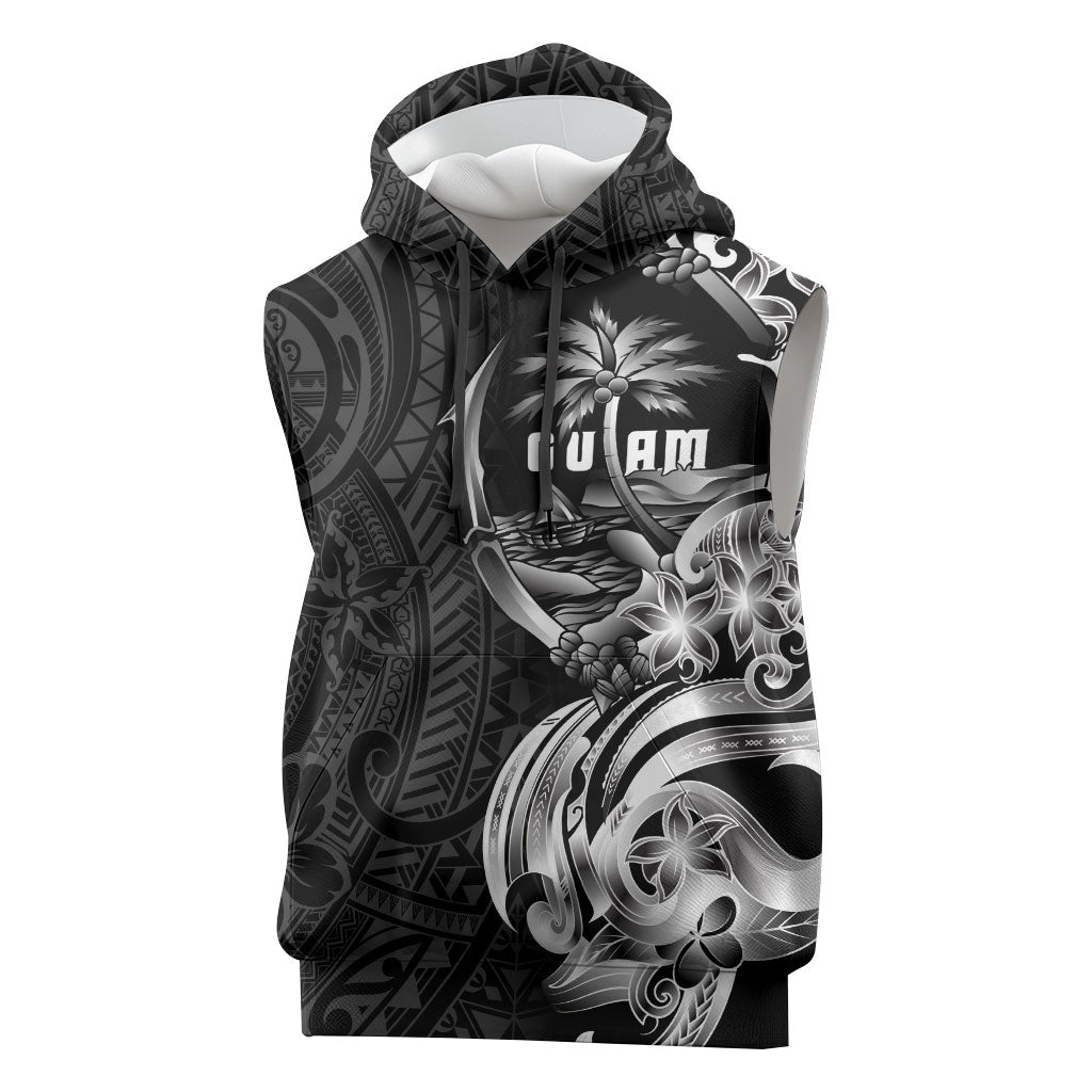 Attelong Guam Chamorro Sleeveless Hoodie Guahan Seal Tattoo LT14 Black - Polynesian Pride
