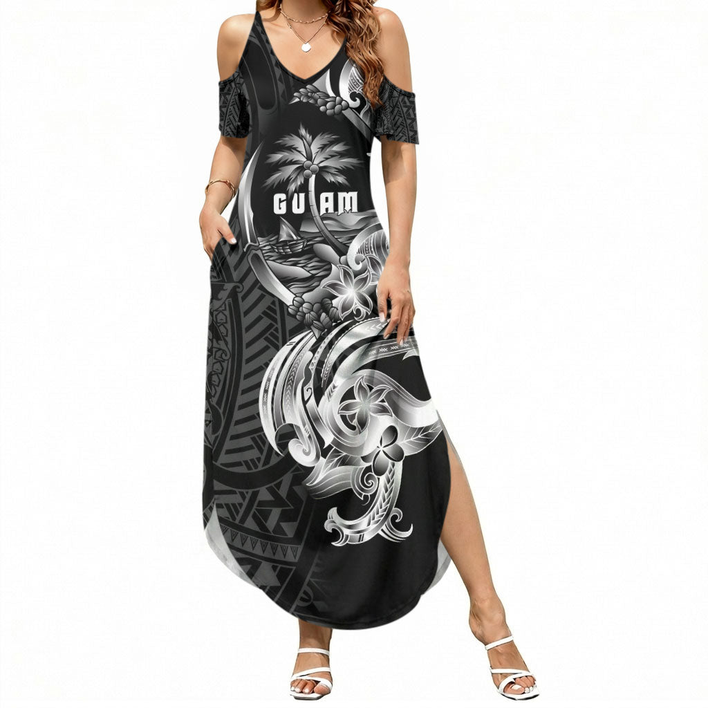 Attelong Guam Chamorro Summer Maxi Dress Guahan Seal Tattoo LT14 Women Black - Polynesian Pride