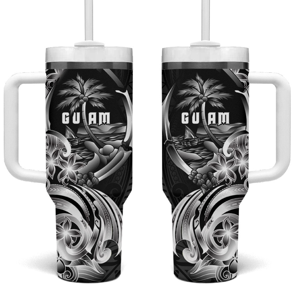 Attelong Guam Chamorro Tumbler With Handle Guahan Seal Tattoo LT14 One Size: 40 oz Black - Polynesian Pride