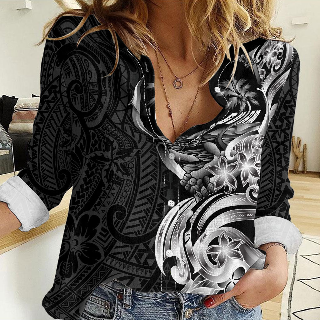 Attelong Guam Chamorro Women Casual Shirt Guahan Seal Tattoo LT14 Female Black - Polynesian Pride