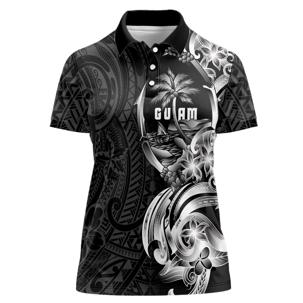 Attelong Guam Chamorro Women Polo Shirt Guahan Seal Tattoo LT14 Female Black - Polynesian Pride