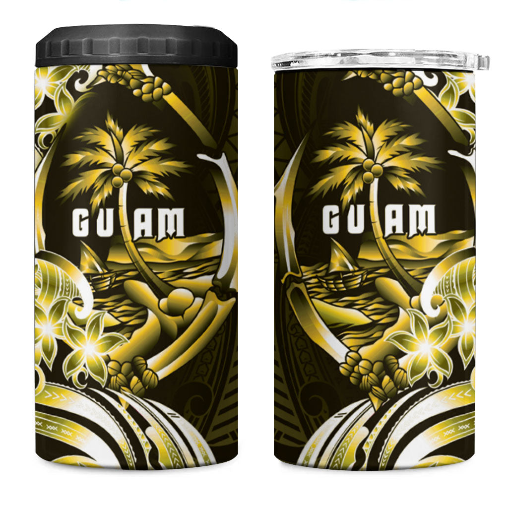 Amariyu Guam Chamorro 4 in 1 Can Cooler Tumbler Guahan Seal Tattoo LT14 One Size: 16 oz Yellow - Polynesian Pride
