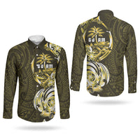 Amariyu Guam Chamorro Couples Matching Long Sleeve Bodycon Dress and Long Sleeve Button Shirt Guahan Seal Tattoo LT14 - Polynesian Pride