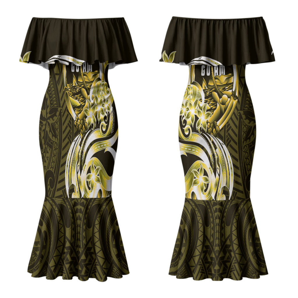 Amariyu Guam Chamorro Couples Matching Mermaid Dress and Hawaiian Shirt Guahan Seal Tattoo LT14 - Polynesian Pride