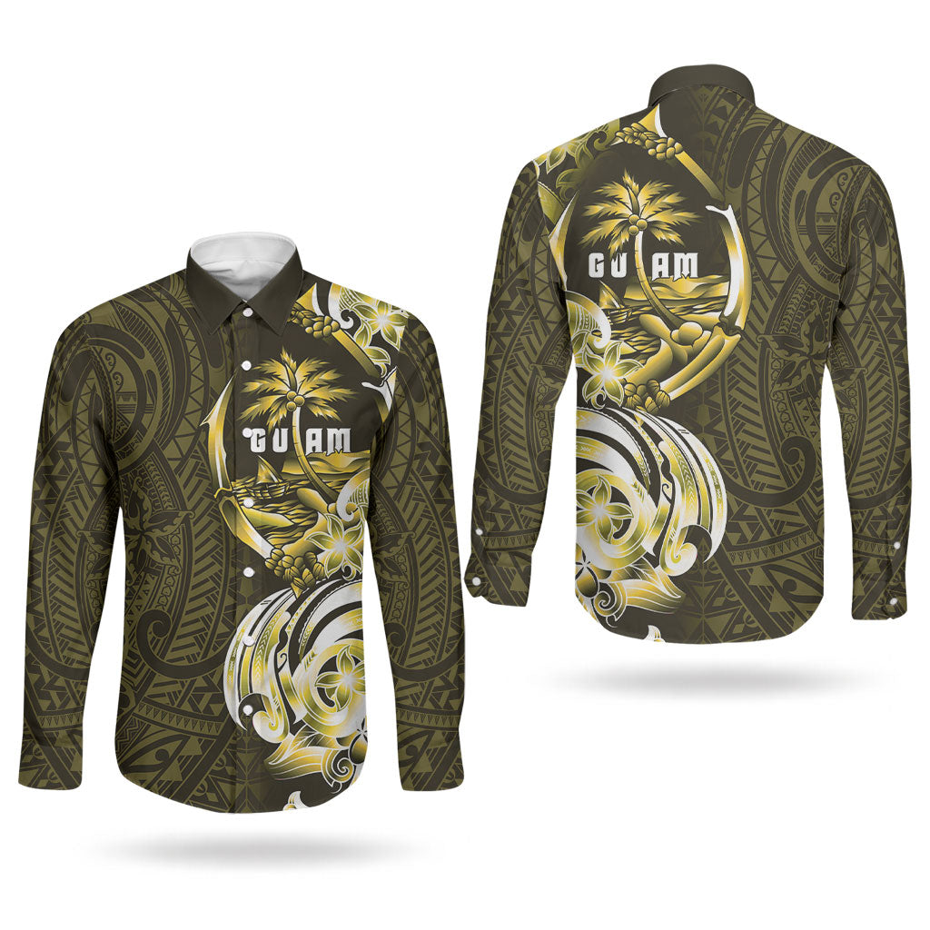 Amariyu Guam Chamorro Couples Matching Summer Maxi Dress and Long Sleeve Button Shirt Guahan Seal Tattoo LT14 - Polynesian Pride