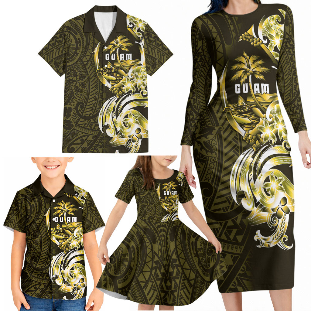 Amariyu Guam Chamorro Family Matching Long Sleeve Bodycon Dress and Hawaiian Shirt Guahan Seal Tattoo LT14 - Polynesian Pride
