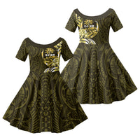 Amariyu Guam Chamorro Family Matching Long Sleeve Bodycon Dress and Hawaiian Shirt Guahan Seal Tattoo LT14 Daughter's Dress Yellow - Polynesian Pride