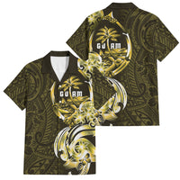 Amariyu Guam Chamorro Family Matching Mermaid Dress and Hawaiian Shirt Guahan Seal Tattoo LT14 Dad's Shirt - Short Sleeve Yellow - Polynesian Pride