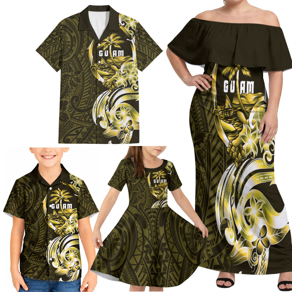 Amariyu Guam Chamorro Family Matching Off Shoulder Maxi Dress and Hawaiian Shirt Guahan Seal Tattoo LT14 - Polynesian Pride