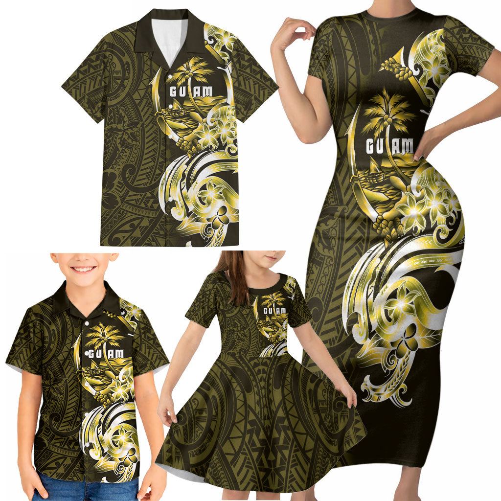 Amariyu Guam Chamorro Family Matching Short Sleeve Bodycon Dress and Hawaiian Shirt Guahan Seal Tattoo LT14 - Polynesian Pride
