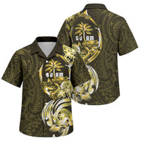 Amariyu Guam Chamorro Family Matching Short Sleeve Bodycon Dress and Hawaiian Shirt Guahan Seal Tattoo LT14 Son's Shirt Yellow - Polynesian Pride