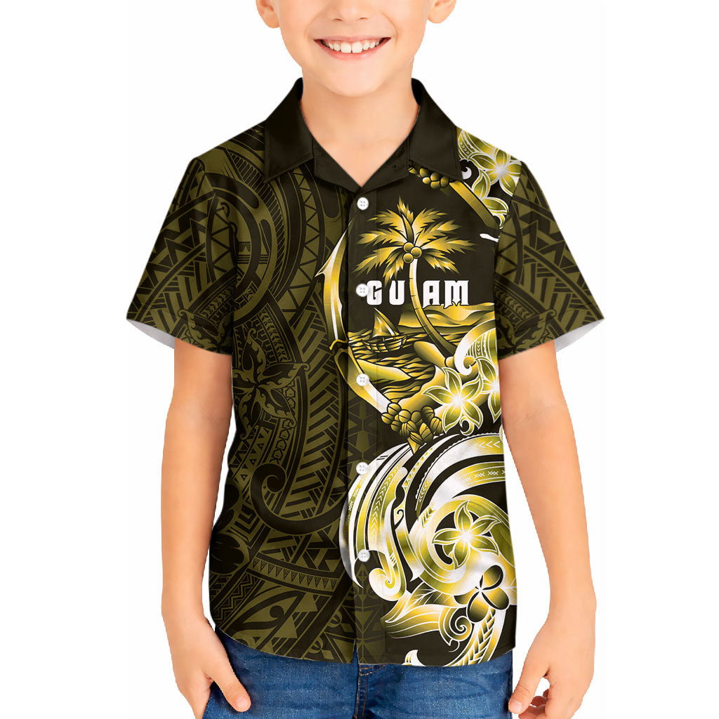 Amariyu Guam Chamorro Kid Hawaiian Shirt Guahan Seal Tattoo LT14 Kid Yellow - Polynesian Pride
