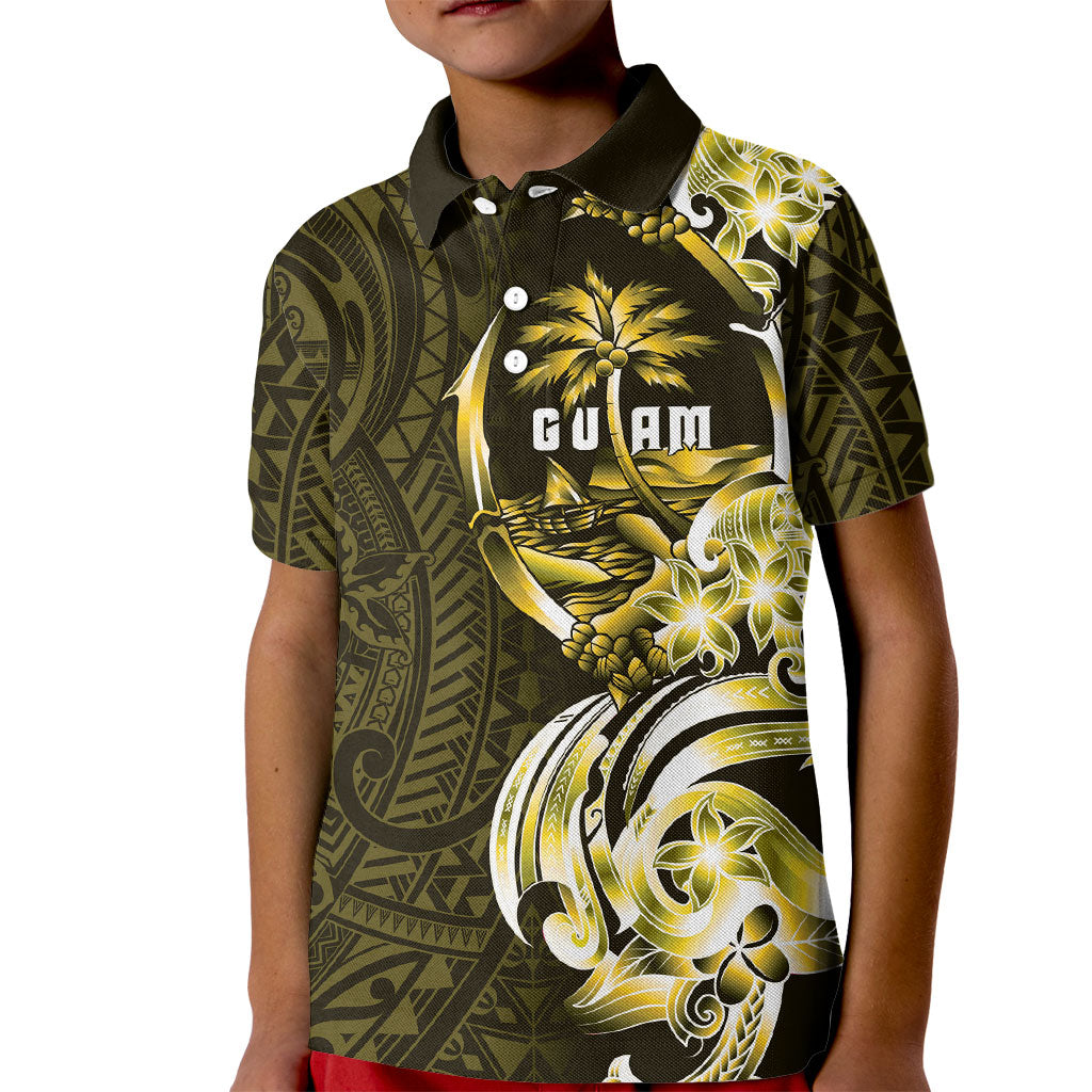 Amariyu Guam Chamorro Kid Polo Shirt Guahan Seal Tattoo LT14 Kid Yellow - Polynesian Pride