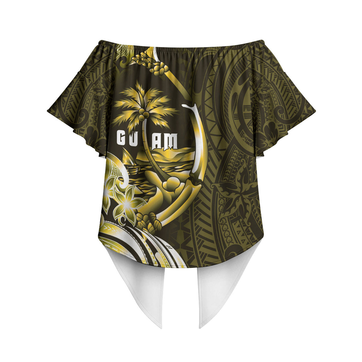 Amariyu Guam Chamorro Off Shoulder Wrap Waist Top Guahan Seal Tattoo LT14 - Polynesian Pride