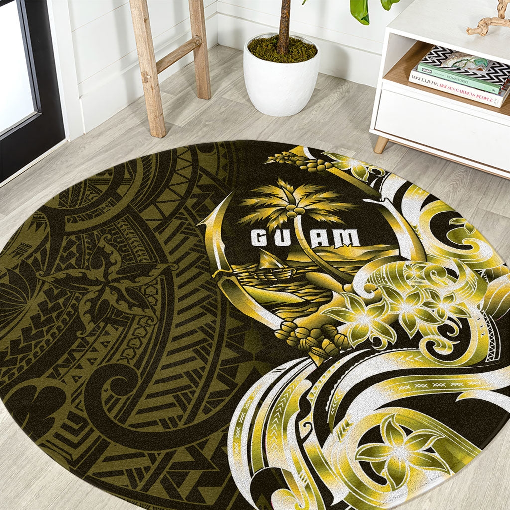Amariyu Guam Chamorro Round Carpet Guahan Seal Tattoo LT14 Yellow - Polynesian Pride