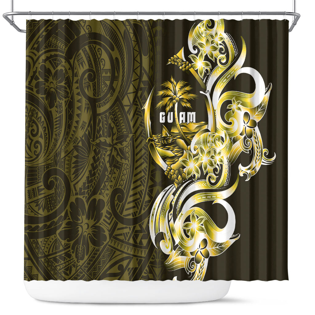 Amariyu Guam Chamorro Shower Curtain Guahan Seal Tattoo LT14 Yellow - Polynesian Pride