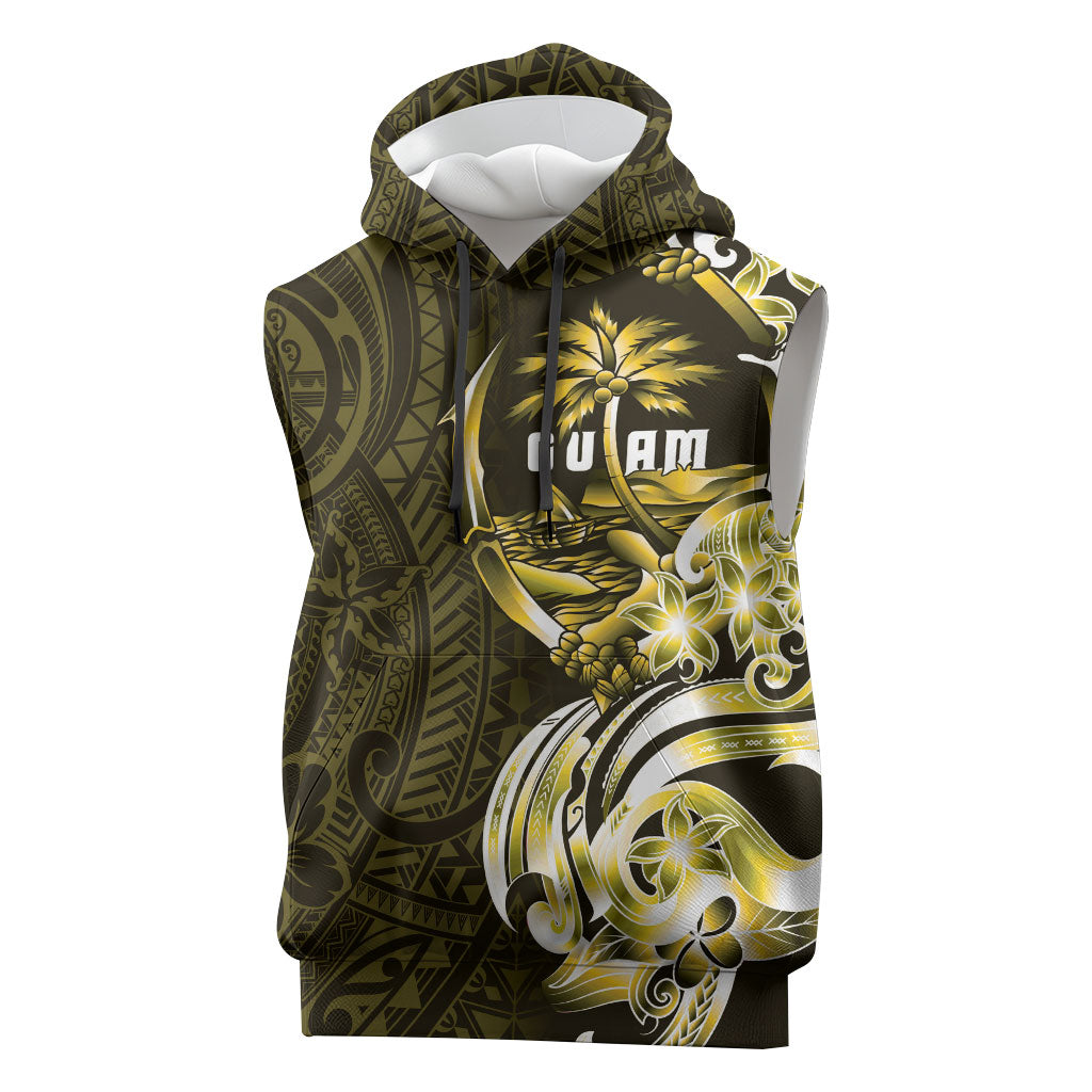 Amariyu Guam Chamorro Sleeveless Hoodie Guahan Seal Tattoo LT14 Yellow - Polynesian Pride