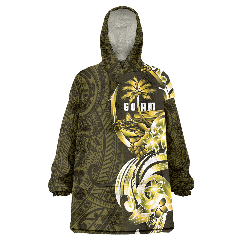 Amariyu Guam Chamorro Wearable Blanket Hoodie Guahan Seal Tattoo LT14 One Size Yellow - Polynesian Pride