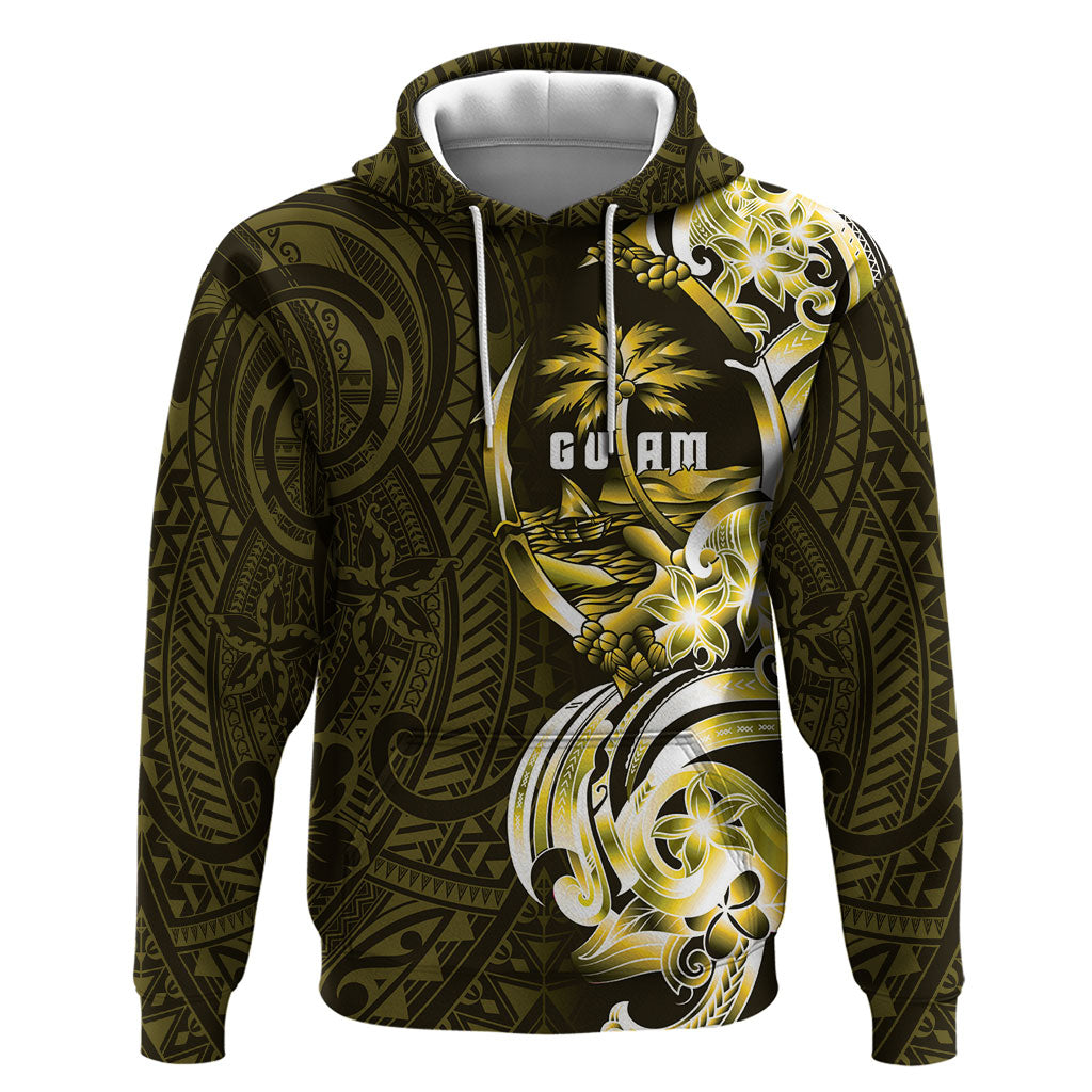 Amariyu Guam Chamorro Zip Hoodie Guahan Seal Tattoo LT14 Pullover Hoodie Yellow - Polynesian Pride
